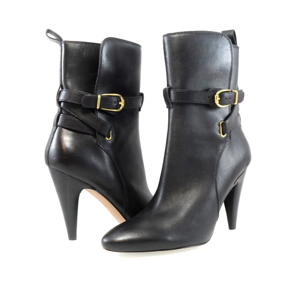 New$550 VERONICA BEARD Sohelia Buckled Strap Leather High-heel Ankle Boots 6.5 - Picture 3 of 11